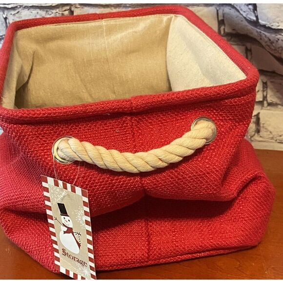 New Christmas Storage Tote Pine Cones Holiday 13x13x13 Inchs - Picture 2 of 9